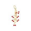 Gouden kersentashanger met rode emaille vruchten en groene bladdetails voor dames - Kersenboom Charm / Rood/Goud