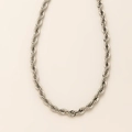 Classic silver stainless steel rope chain necklace with a high-polish twisted texture - 8mm Necklace 50cm / Steel