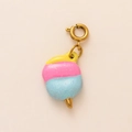 Three-color glitter ice cream pendant with golden spring clasp and cone base - Marshmallow Ice Cream / Multicolor Glitter