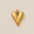 Detailed macro view of a 3D heart-shaped pendant in polished 18K gold vacuum plating - 3D Heart Pendant Only (Without Chain)