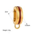 Close-up of gold stainless steel connector with red stripes and loop, 2cm height detail - Red Stripe Clasp