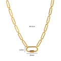 Gouden titanium stalen paperclip ketting met ovale schroefsluiting hanger 45cm - Paperclipketting Musketon
