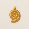 Pendentif en forme de nautile doré avec texture métallique pour collier de plage - Coquille d'Ammonite / Or