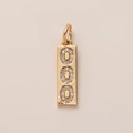 Polished rectangle pendant with 18K gold plating and sparkling zircon oval details - Number 0 Pendant