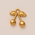 Detailed close-up of a 18K gold-plated cherry pendant with polished metallic surface finish - Cherry Style 3 Pendant Only (Without Chain)