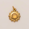 Macro detail of 18K gold plated sunflower pendant with translucent amber gemstone center - Apollo Sun Pendant Only (Without Chain)