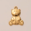 Detailed view of the 18K gold plated teddy bear pendant with polished finish and secure clasp - Teddy Bear