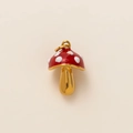 Macro shot of a red mushroom pendant with white dots and 18K gold plated finish - Mushroom Style 2 Only (Without Chain) / Red