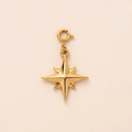 Polished 18K gold plated octagonal star pendant with a round spring clasp detail - Eight Point Star Charm