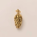 Golden pinecone pendant charm with 18K gold vacuum plating and brushed metal texture - Wheat Ear