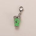 Detail of green enamel mini coffee cup pendant with silver lid and lobster clasp - Silver Coffee Cup Charm