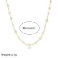 DIY beaded necklace with white pearls and gold beads including 40cm+6cm size specs - Pearl Chain Only (Without Pendant) / 40+6cm Extension Chain