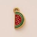 Pendentif pastèque en acier inoxydable plaqué or 18 carats avec détails en émail - Pastèque