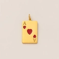 Gold-plated stainless steel rectangle pendant with Ace of Hearts poker card design - Playing Card