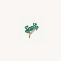 Détail macro d'une broche trèfle avec feuilles en émail vert et tige en or rose - Breloque Trois Feuilles (Pendentif Uniquement)