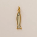 Elegante ciondolo a forma di pesce dorato con smalto bianco e zircone per collane DIY - Pendente Pesce Smaltato / 1 Pezzo