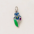 Exquisite iris flower pendant with blue and purple enamel on a polished silver metal base - Iris / Silver