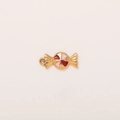 Golden candy-shaped stainless steel pendant with red and pink enamel in 18K gold plating - Pink Candy Pendant