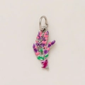 Macro view of lavender pendant with pink bow and 18K gold-plated stainless steel base - Lavender / Gold