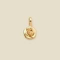 Pendentif rose en acier inoxydable plaqué or 18 carats avec pétales polis multicouches - Pendentif Fleur de Septembre
