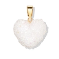 Pendente cuore dorato con trama in resina di cristallo bianco su fondo bianco - Pendente Bianco