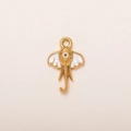 Golden elephant head pendant with evil eye detail and white enamel for DIY jewelry making - Elephant Head Pendant