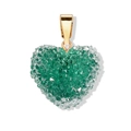 Ciondolo a cuore verde con cristalli sfaccettati e chiusura in metallo placcato oro - Ciondolo Verde Scuro