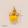 18K gold plated stainless steel lemon pendant with yellow enamel and leaf detail - Lemon Style
