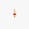 Detail of red mushroom pendant charm with golden metal finish and lobster clasp - Red Mushroom Charm