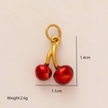 18K gold plated stainless steel cherry pendant with dimensions 1.4x1.1cm and 2.6g weight - Cherry Style