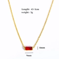 Titanium steel birthstone necklace featuring a dark red zircon pendant in gold finish - January (Garnet) / Necklace