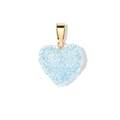 Pendente cuore in cristallo azzurro con gancio dorato lucido su sfondo bianco pulito - Collana con pendente blu