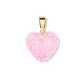 Ciondolo a cuore in cristallo rosa con gancio placcato oro e texture sfaccettata - Pendente Rosa
