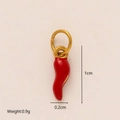 Chili pepper pendant in 18K gold plated stainless steel with red enamel finish - Chili Shape / Red
