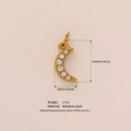 18K gold-plated stainless steel crescent moon pendant with five inlaid zircons - Moon Style
