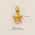 Gold stainless steel star pendant with Lucky engraving and 17mm height detail - Star (Lucky) / Gold