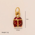 Red enamel ladybug pendant in 18K gold plated stainless steel with zirconia detail - Beetle Shape / Red