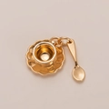 Colgante creativo de taza de té y cuchara en miniatura bañado en oro de 14K pulido - Colgante de Taza de Té