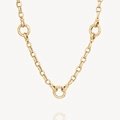 Collar de cadena de eslabones gruesos bañada en oro de 14K con tres anillos de cristal - Cadena de Triple Anillo