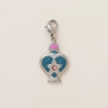 Herz-Trankflaschen-Anhänger mit blauem Glitzer, rosa Kristall und Karabinerverschluss - Blauer Herzanhänger Silberfarben
