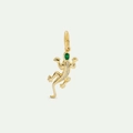 18K gold plated gecko pendant with green gemstone and white crystal accents - Gecko