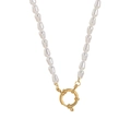 Collier en perles baroques avec fermoir à ressort plaqué or 18 carats pour bijoux - Chaîne de Perles à Fermoir Marin (Sans Pendentif) 40+5cm