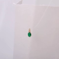 Minimalist titanium steel oval green zircon pendant with gold-plated four-claw setting - May Birthstone Pendant