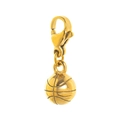 Macroshot van de vergulde basketbalhanger met gedetailleerde textuur en karabijnsluiting - Basketbal Hanger