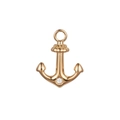 Macro shot of a 18K gold plated anchor pendant with a sparkling central crystal inlay - Hook/Anchor Style