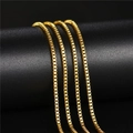 Polished golden stainless steel box chain necklace with elegant square links for women - Box Chain