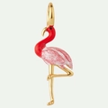Vibrant flamingo pendant in 18K gold plating with red and pink enamel finish - Red-Crowned Crane