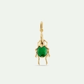 Exquisite 18K gold plated beetle pendant with faceted green gemstone inlay for DIY necklace - Beetle