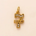 Lucky number 7 stainless steel pendant with gold plating and sparkling crystals - Lucky 7