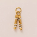 18K gold plated stainless steel bar earrings with clear rhinestones and golden ring - Sports
